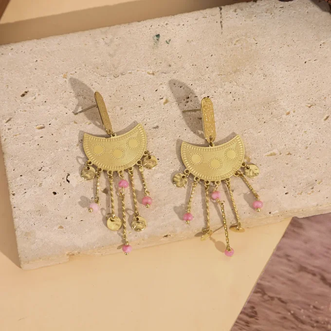 Boucles d'Oreilles Dorées Plaques Lunes