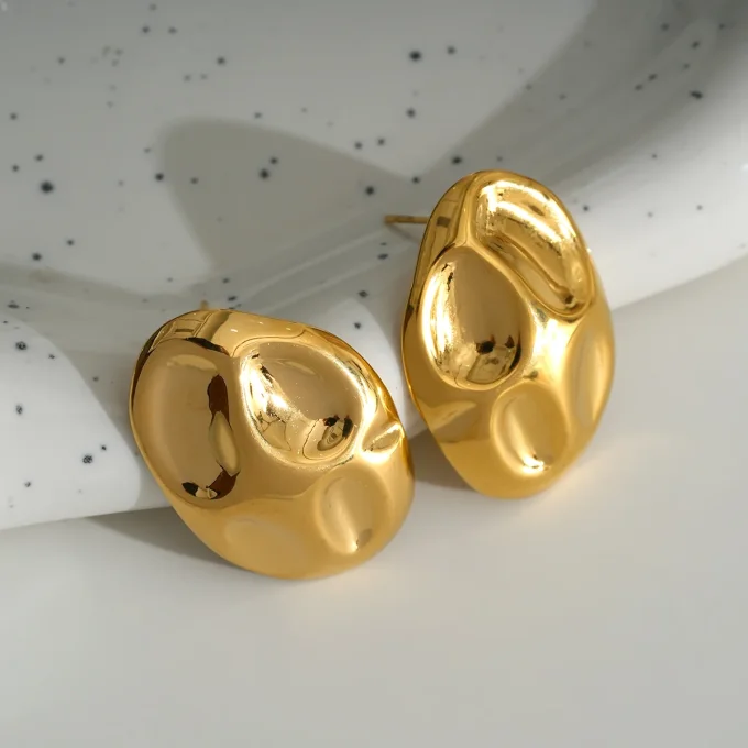 Boucles d'Oreilles Dorées Puces Ovales
