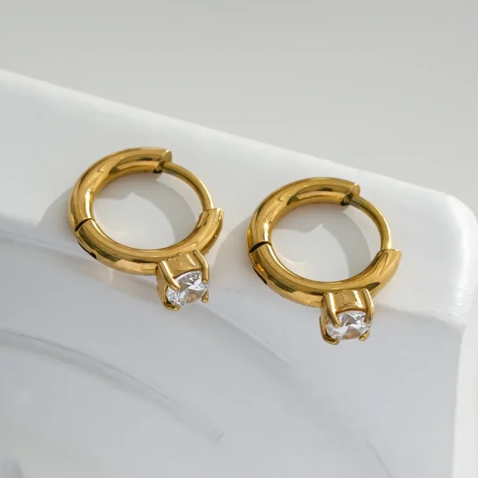 Boucles d'Oreilles Créoles Petites Avec Strass