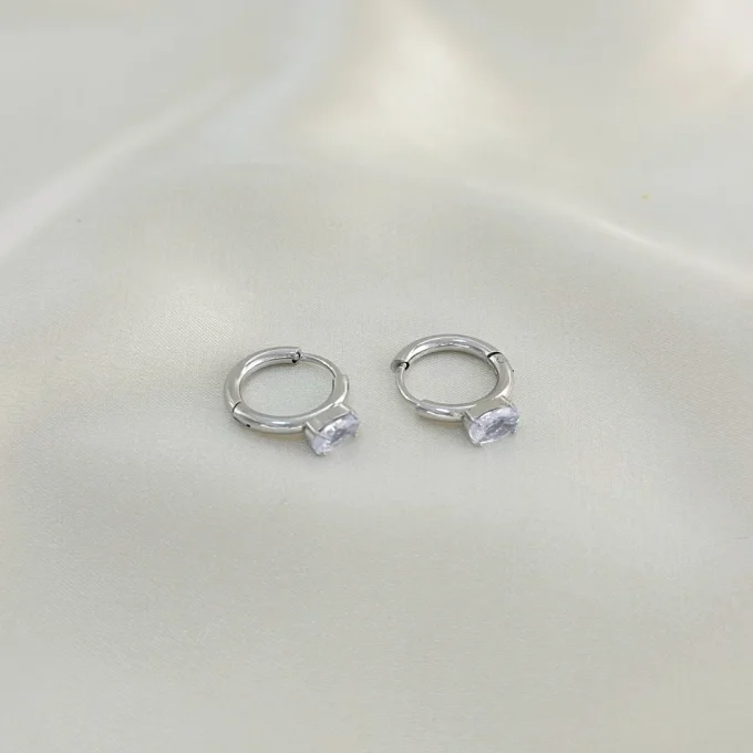 Boucles d'Oreilles Petites Créoles Avec Strass, doré ou argenté 
