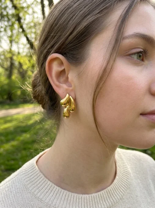 Boucles d'oreilles assemblages gouttes sculptées