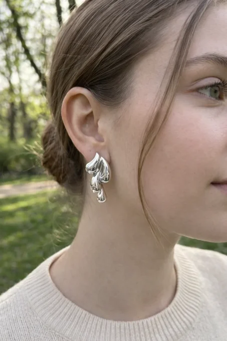Boucles d'oreilles assemblages gouttes sculptées