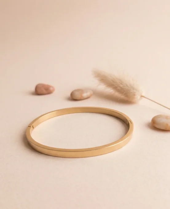 Bracelet jonc fin ovale doré ou argenté 