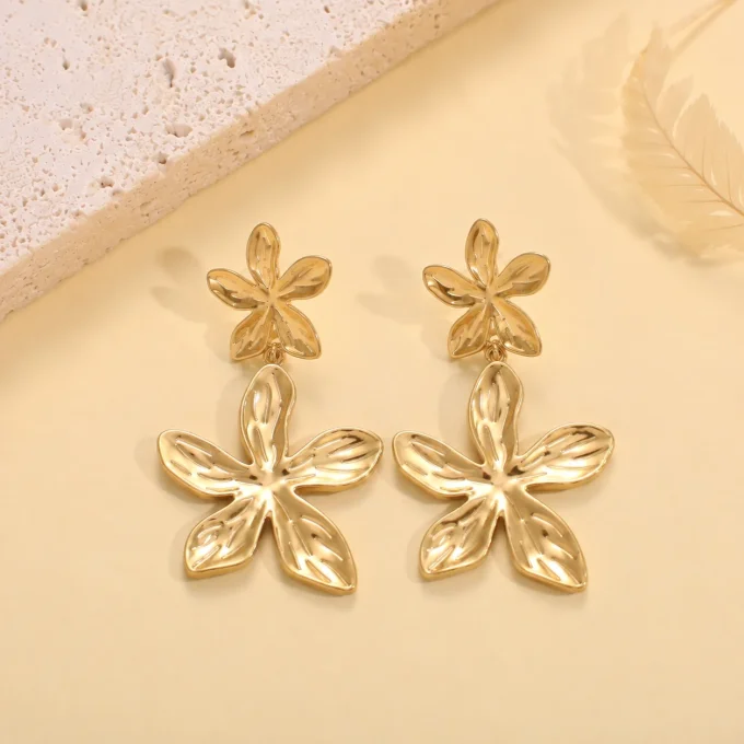 Boucles d'oreilles fleurs pendantes