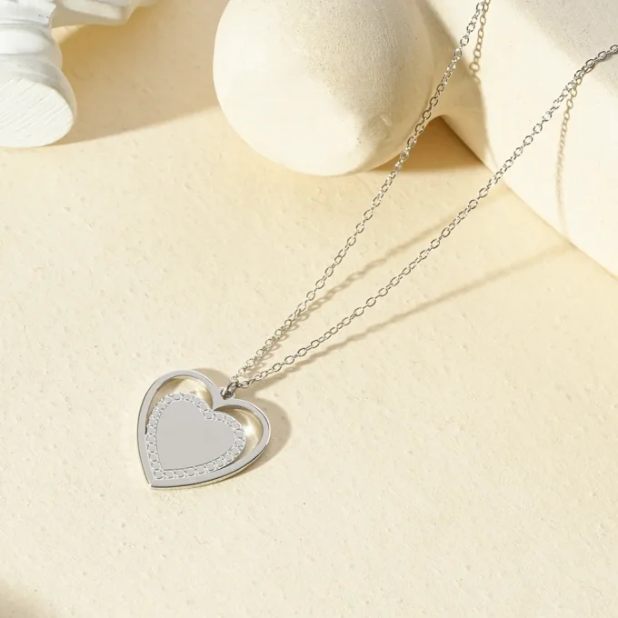 Collier pendentif cœur ajouré à graver doré ou argenté 