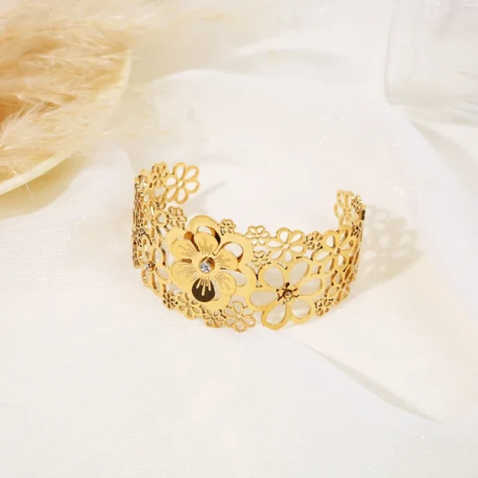 Bracelet jonc fleur