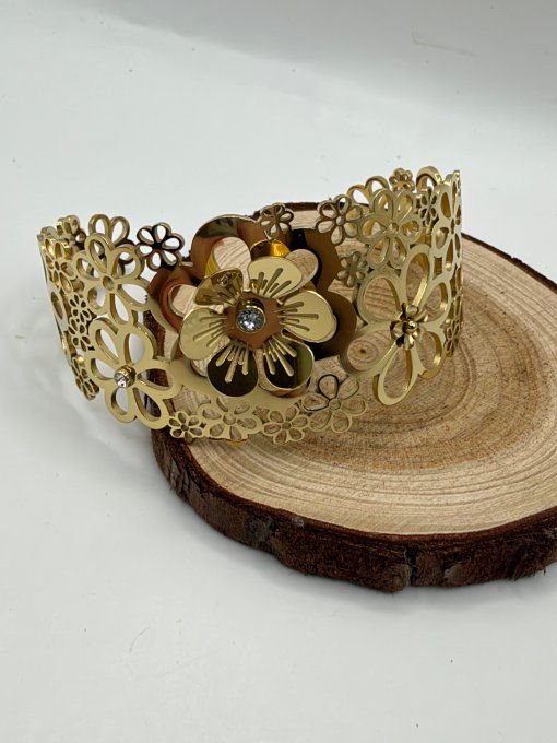Bracelet jonc fleur 