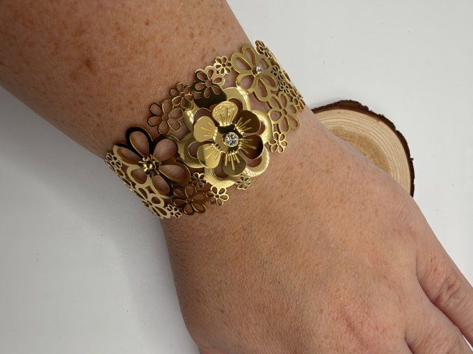 Bracelet jonc fleur 