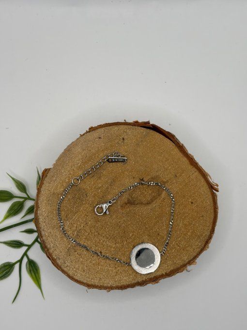 Bracelet Argenté Double Plaques Rondes
