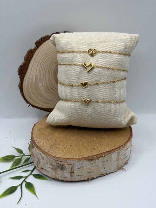 Bracelet coeur acier doré au choix
